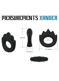 Черное эрекционное кольцо с массажными гребнями Rooster Xander - Velv or - в Королеве купить с доставкой