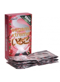 Презервативы Sagami Xtreme Strawberry c ароматом клубники - 10 шт. - Sagami - купить с доставкой в Королеве