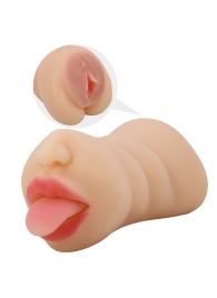 Телесный двусторонний мастурбатор Sarah - ротик и вагина - Baile - в Королеве купить с доставкой