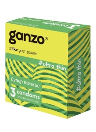 Ультратонкие презервативы Ganzo Ultra thin - 3 шт. - Ganzo - купить с доставкой в Королеве