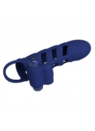 Синяя насадка на пенис Powerful Ring - 18,8 см. - Baile - в Королеве купить с доставкой