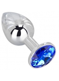 Анальное украшение BUTT PLUG  Small с синим кристаллом - 7 см. - Anal Jewelry Plug - купить с доставкой в Королеве