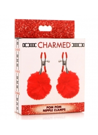 Красные зажимы на соски с помпонами Pom Pom - XR Brands - купить с доставкой в Королеве