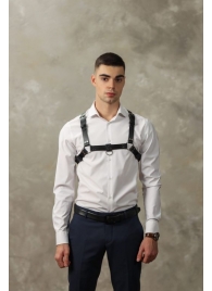 Черная мужская кожаная портупея №4 - БДСМ Арсенал - купить с доставкой в Королеве