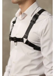 Черная мужская кожаная портупея №4 - БДСМ Арсенал - купить с доставкой в Королеве