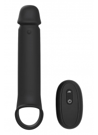 Черная насадка-удлинитель с вибрацией Vibrating Extender With Remote - Dream Toys - в Королеве купить с доставкой
