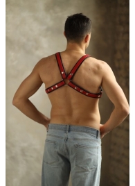 Черно-красная мужская портупея Black-Red - БДСМ Арсенал - купить с доставкой в Королеве