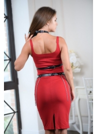 Черно-серебристая портупея-юбка plus size с цепочками - БДСМ Арсенал - купить с доставкой в Королеве