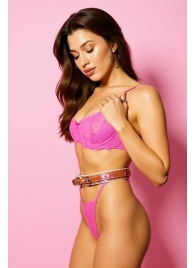 Эффектный розовый пояс из голографической эко-кожи - БДСМ Арсенал - купить с доставкой в Королеве