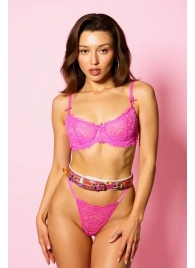 Эффектный розовый пояс из голографической эко-кожи - БДСМ Арсенал - купить с доставкой в Королеве