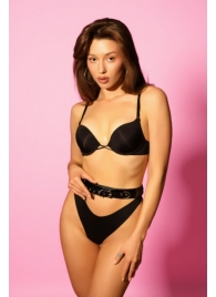 Эффектный черный пояс из лаковой эко-кожи - БДСМ Арсенал - купить с доставкой в Королеве