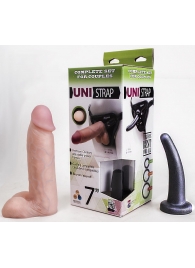 Страпон-унисекс с двумя насадками UNI strap 7  Harness - 19 и 16 см. - LOVETOY (А-Полимер) - купить с доставкой в Королеве