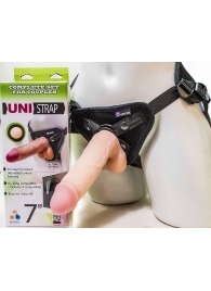 Страпон-унисекс с двумя насадками UNI strap 7  Harness - 19 и 16 см. - LOVETOY (А-Полимер) - купить с доставкой в Королеве