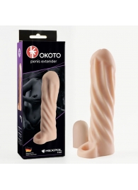 Телесная насадка-удлинитель Okoto со спиралевидным рельефом - 16 см. - Sitabella - в Королеве купить с доставкой