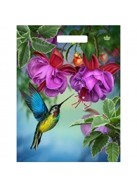 Пакет с принтом в виде колибри в цветах с вырубной ручкой (31х40 см) - Сима-Ленд - купить с доставкой в Королеве