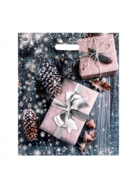 Новогодний пакет с принтом в виде подарков и вырубной ручкой (45х38 см) - Сима-Ленд - купить с доставкой в Королеве