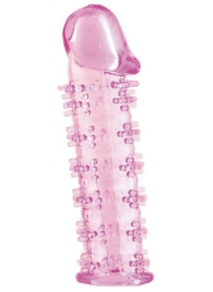 Розовая насадка на пенис с шипами - 12,5 см. - A-toys - в Королеве купить с доставкой
