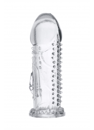 Прозрачная насадка на пенис с шипиками и коготком - 13,5 см. - A-toys - в Королеве купить с доставкой
