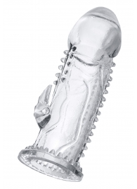Прозрачная насадка на пенис с шипиками и коготком - 13,5 см. - A-toys - в Королеве купить с доставкой