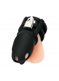 Черная клетка для пениса Silicone Small 2 in Cock Cage With Ball Divider - BlueLine - купить с доставкой в Королеве