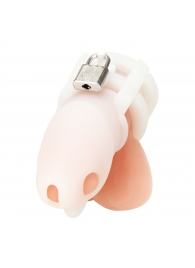 Белая клетка для пениса Silicone Small 2 in Cock Cage With Ball Divider - BlueLine - купить с доставкой в Королеве