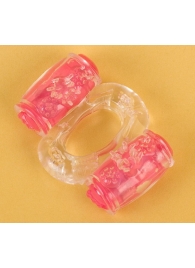 Прозрачное виброкольцо с двумя вибропульками - Toyfa Basic - в Королеве купить с доставкой