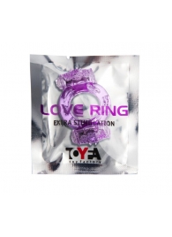 Фиолетовое виброкольцо с двумя вибропульками - Toyfa Basic - в Королеве купить с доставкой