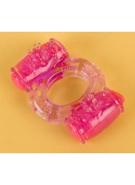 Фиолетовое виброкольцо с двумя вибропульками - Toyfa Basic - в Королеве купить с доставкой