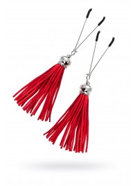 Зажимы на соски «Вилки» с красными кисточками из замши - Pecado - купить с доставкой в Королеве