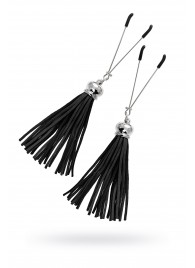 Зажимы на соски «Вилки» с черными кисточками из замши - Pecado - купить с доставкой в Королеве