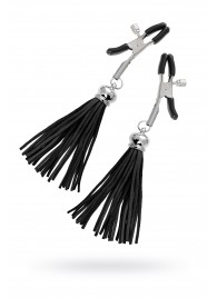 Зажимы на соски «Прищепки» с черными кисточками из замши - Pecado - купить с доставкой в Королеве