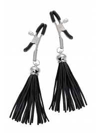 Зажимы на соски «Прищепки» с черными кисточками из замши - Pecado - купить с доставкой в Королеве