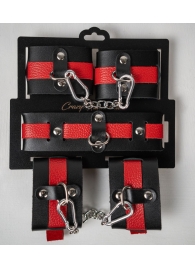 Черно-красный набор фиксаций: наручники, оковы и ошейник - Crazy Handmade - купить с доставкой в Королеве