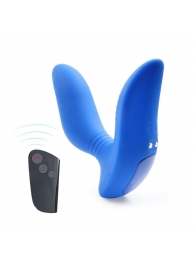 Синий вибромассажер простаты 3,5’’ Remote Control Curve P-spot Massager - 12 см. - Erokay - в Королеве купить с доставкой