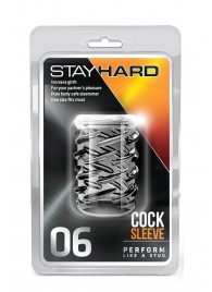 Прозрачная насадка с объёмными чёрточками STAY HARD COCK SLEEVE 06 CLEAR - Blush Novelties - в Королеве купить с доставкой