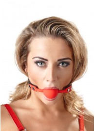 Силиконовый кляп-шар на чёрных ремешках Red Gag silicone - Orion - купить с доставкой в Королеве