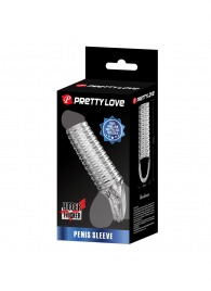 Прозрачная насадка на пенис с ребрышками и подхватом мошонки - Baile - в Королеве купить с доставкой