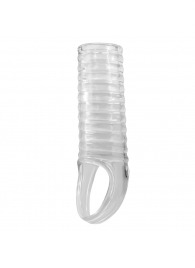 Прозрачная насадка на пенис с ребрышками и подхватом мошонки - Baile - в Королеве купить с доставкой