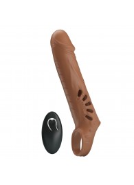 Коричневая вибронасадка с подхватом мошонки и пультом ДУ - Baile - в Королеве купить с доставкой