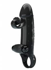 Черная вибронасадка на пенис с подхватом мошонки - 20 см. - Baile - в Королеве купить с доставкой