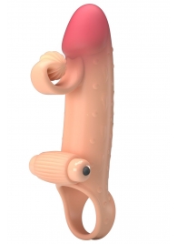 Телесная вибронасадка на пенис с подхватом мошонки - 20 см. - Baile - в Королеве купить с доставкой