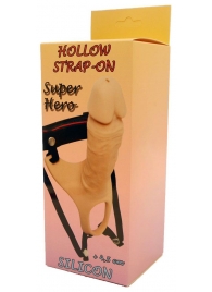 Телесный полый страпон на ремешках - 16,5 см. - Boys of Toys - купить с доставкой в Королеве