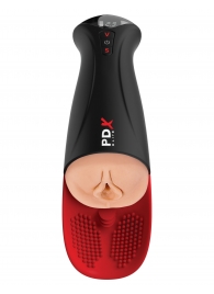 Телесный мастурбатор-вагина в черной колбе с вибрацией Fuck-O-Matic Pro XL - Pipedream - в Королеве купить с доставкой