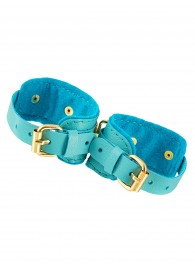 Голубые двуслойные кожаные оковы - Pecado - купить с доставкой в Королеве