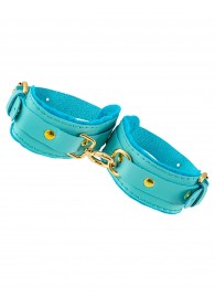 Голубые двуслойные кожаные оковы - Pecado - купить с доставкой в Королеве