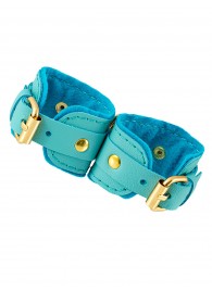 Голубые двуслойные кожаные наручники-браслеты - Pecado - купить с доставкой в Королеве