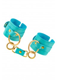 Голубые однослойные кожаные наручники - Pecado - купить с доставкой в Королеве