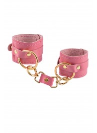 Розовые однослойные кожаные наручники - Pecado - купить с доставкой в Королеве