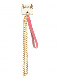 Розовый кожаный поводок с карабином для ошейника - 80 см. - Pecado - купить с доставкой в Королеве