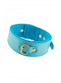 Голубой двуслойный кожаный ошейник с подкладкой из фетра - Pecado - купить с доставкой в Королеве